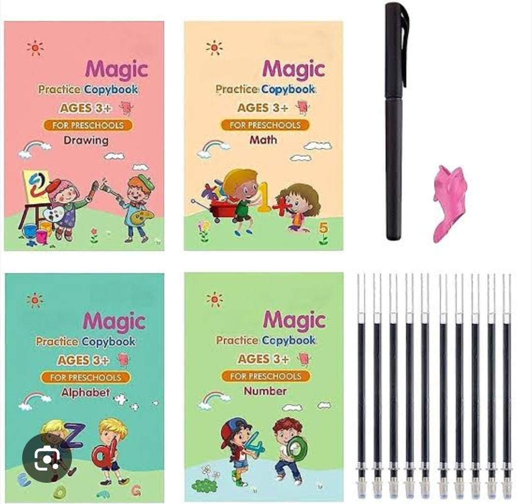 Magic Book for Kids, Sink Magic Practice CopyBook, (4 Books+10 Refills+1 Pen+1 Grip) ( Pack Of 2 ) by Dropdash