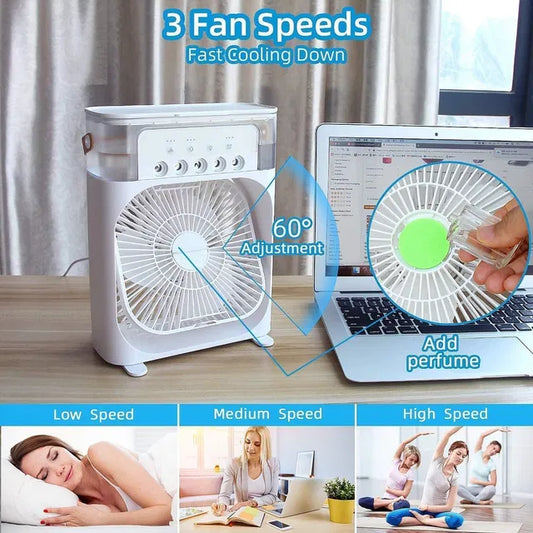 Mini Cooler for Room Cooling Portable Mini Fan Cooler with 7 Colors LED Light, 3 Wind Speeds and 3 Spray Modes for Office, Home, Dorm, Travel (Random Color) by 24505