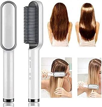 Hair Straightener brush for Women & Men, Hair Styler, Straightener Machine Brush/PTC Heating Electric Straightener with 5 Temperature Control (Multi colour) by 19357