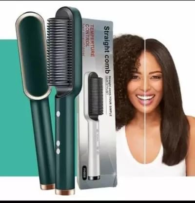 Hair Straightener brush for Women & Men, Hair Styler, Straightener Machine Brush/PTC Heating Electric Straightener with 5 Temperature Control (Multi colour) by 19357