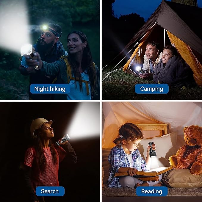4 in 1 LED Torch Lights Rechargeable Emergency Torch Light 3W USB Charge Flashlight - High Power Long Distance Beam Range 4 Modes Torch for Outdoor, Indoor, Hiking, Walking by 22927