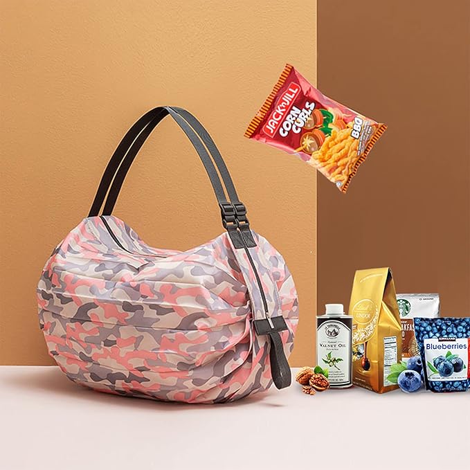 Foldable Shopping Bag Portable Large Capacity Reusable Grocery Bag Daily Commuting Picnic Camping Storage Bag by 4485