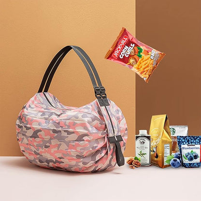 Foldable Shopping Bag Portable Large Capacity Reusable Grocery Bag Daily Commuting Picnic Camping Storage Bag by 4485