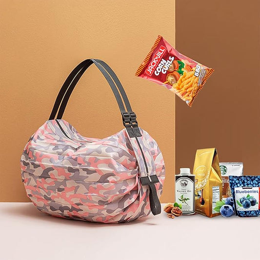 Foldable Shopping Bag Portable Large Capacity Reusable Grocery Bag Daily Commuting Picnic Camping Storage Bag by 4485
