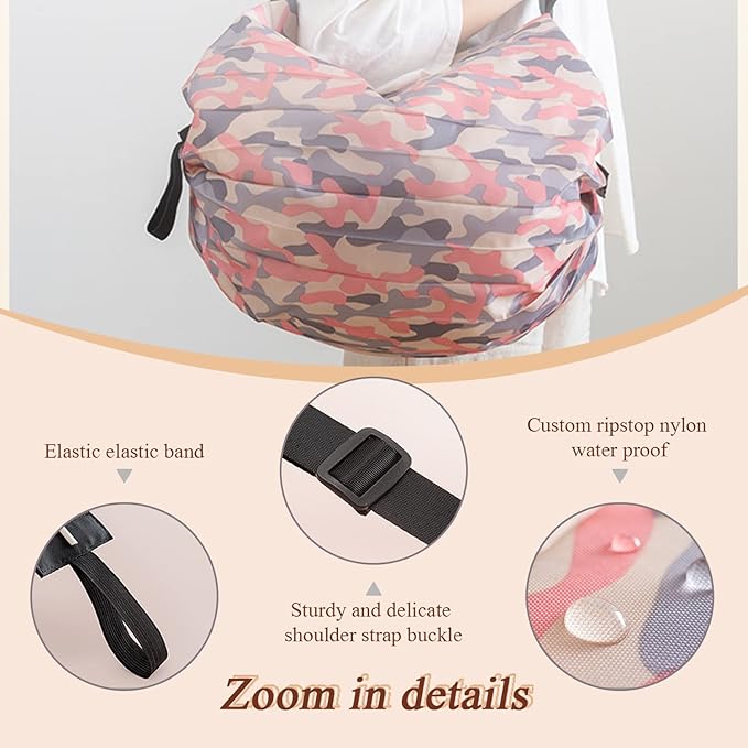Foldable Shopping Bag Portable Large Capacity Reusable Grocery Bag Daily Commuting Picnic Camping Storage Bag by 4485