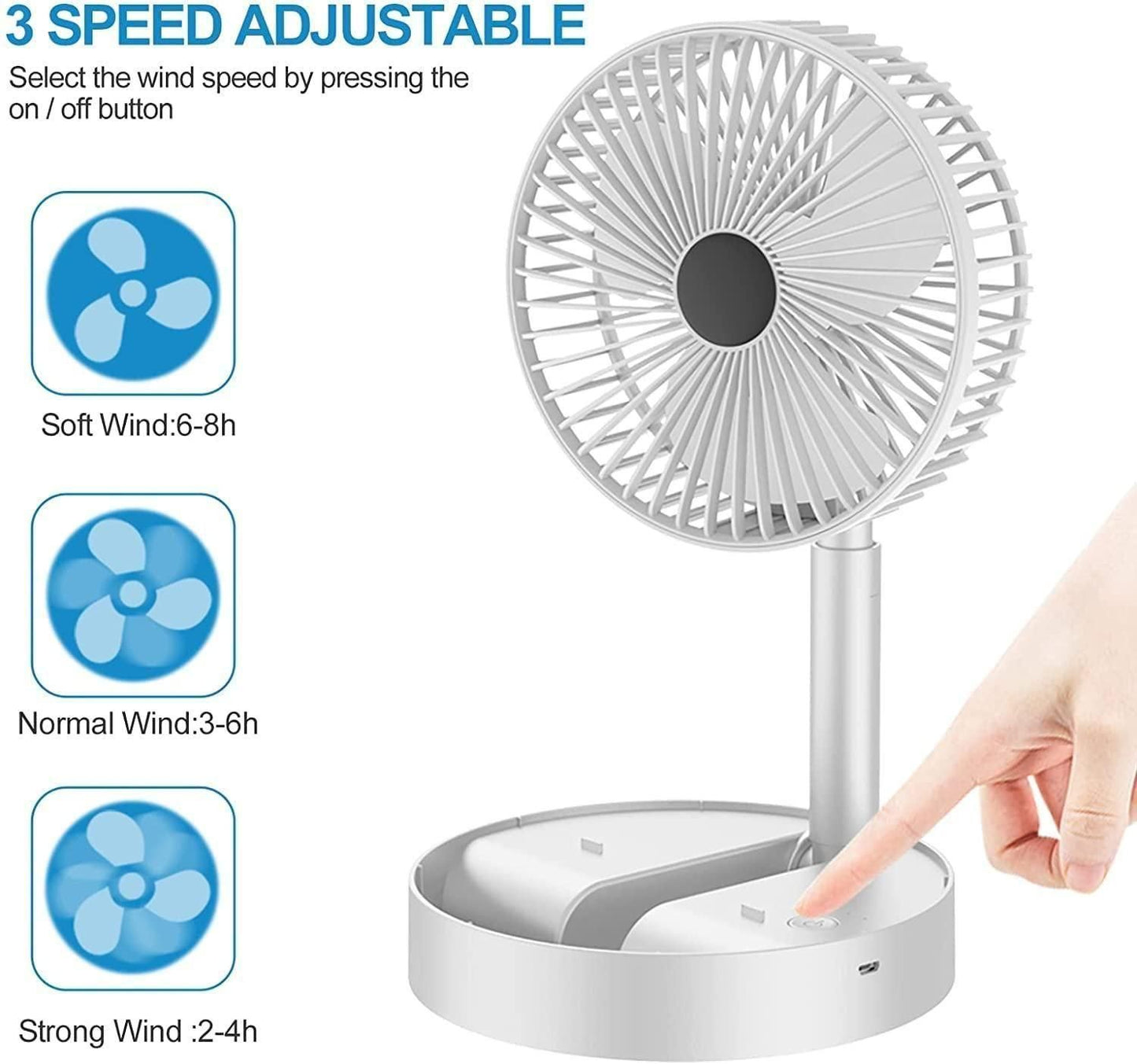 Powerful Rechargeable High Speed Table Desk Fan by DrithiShop