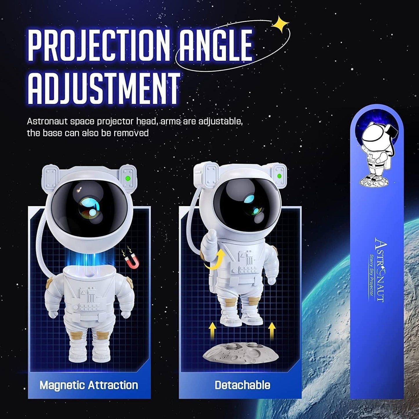 Astronaut Galaxy Projector - 360 Magnetic Head Rotation, Remote Control by DrithiShop