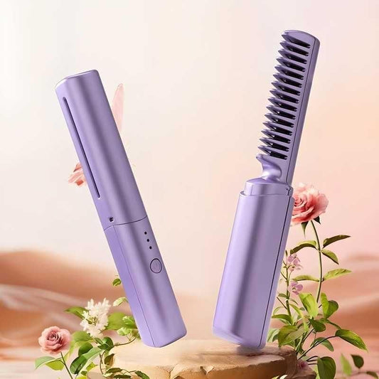 Meneflix Portable Mini Hair Straightener Cordless Rechargeable Mini Adjustable Hair Straightener Hot Comb by DrithiShop