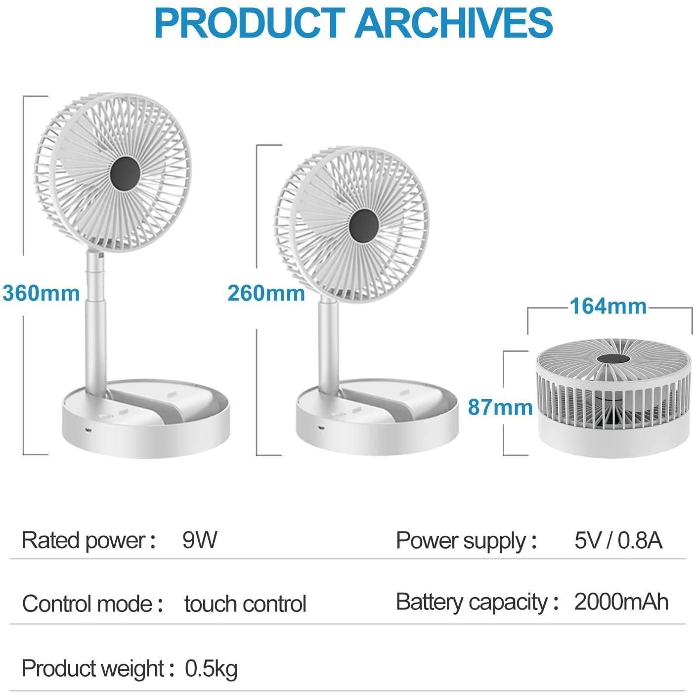 Powerful Rechargeable High Speed Table Desk Fan by DrithiShop