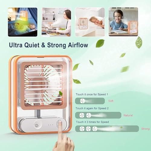 Rechargeable Battery Operated Mini USB Fan With Mist Water Spray by DrithiShop