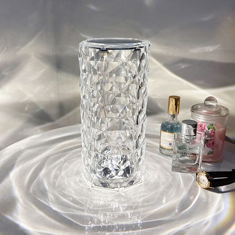 Crystal Touch Control Rechargeable Rose Diamond Table Lamp by Dropdash