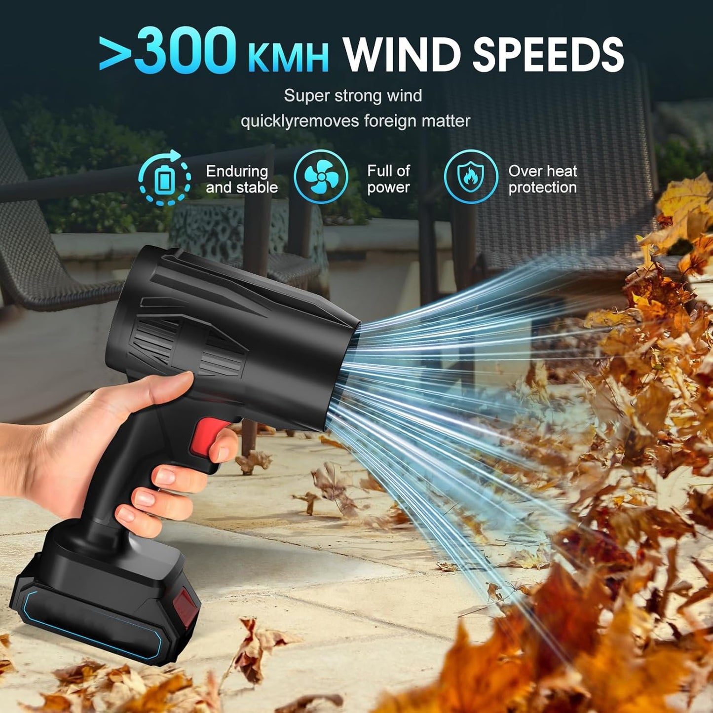 High-power Cordless Leaf Blower Fan With Rechargeable Battery (1 Pc) by Wukusy