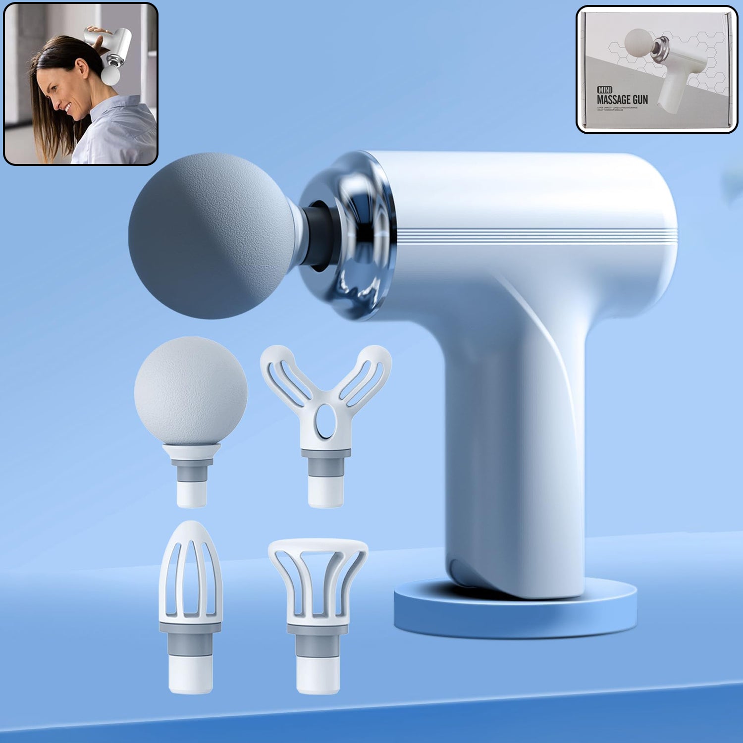 Electric Vibrating Massage Gun With Multiple Interchangeable Heads by Wukusy