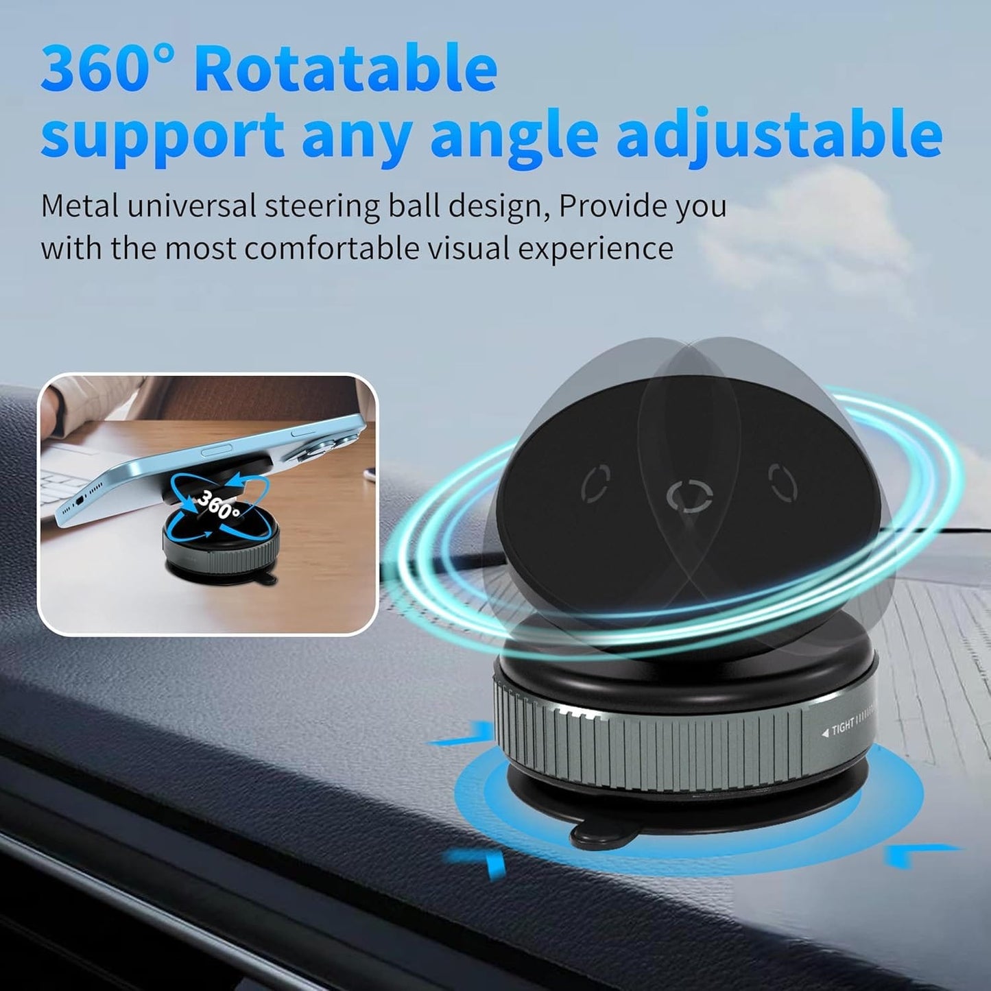 Car Dashboard Phone Holder 360° Vacuum Magnetic Phone Stand by Dropdash