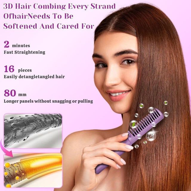 Meneflix Portable Mini Hair Straightener Cordless Rechargeable Mini Adjustable Hair Straightener Hot Comb by 26041