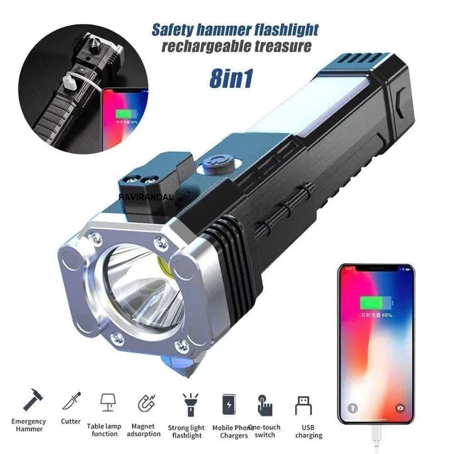 8 in 1 Portable Rechargeable Torch LED Flashlight by 18052
