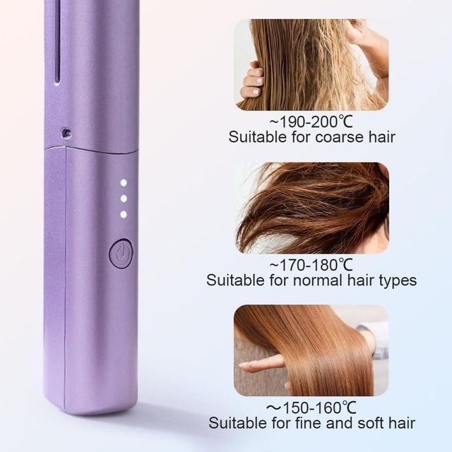 Meneflix Portable Mini Hair Straightener Cordless Rechargeable Mini Adjustable Hair Straightener Hot Comb by 26041