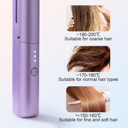 Meneflix Portable Mini Hair Straightener Cordless Rechargeable Mini Adjustable Hair Straightener Hot Comb by 26041