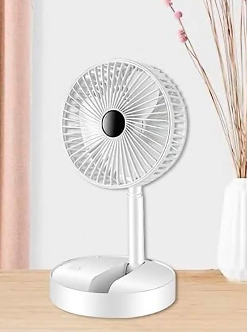 Table Fan (White), Portable Folding Fan, Rechargeable USB Type-C Fan, 3 Speed Battery by Dropdash