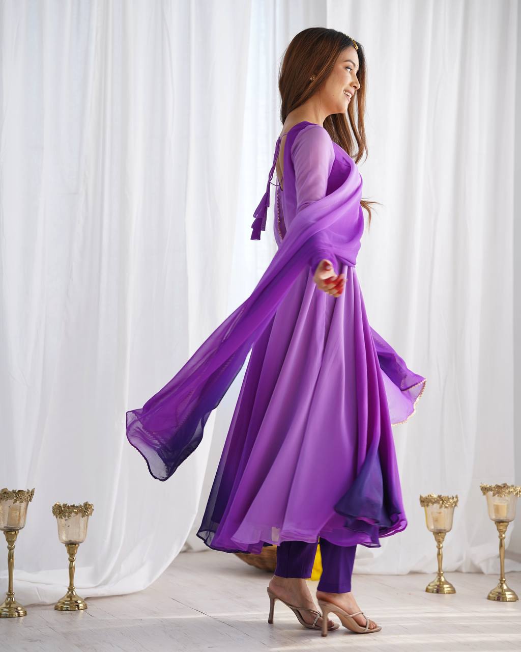 HEAVY PURE SOFT FOX GEORGETTE COLOURFULL GOWN by Dropdash