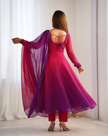 HEAVY PURE SOFT FOX GEORGETTE COLOURFULL GOWN by Dropdash