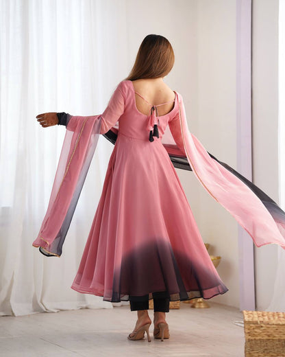 HEAVY PURE SOFT FOX GEORGETTE COLOURFULL GOWN by Dropdash