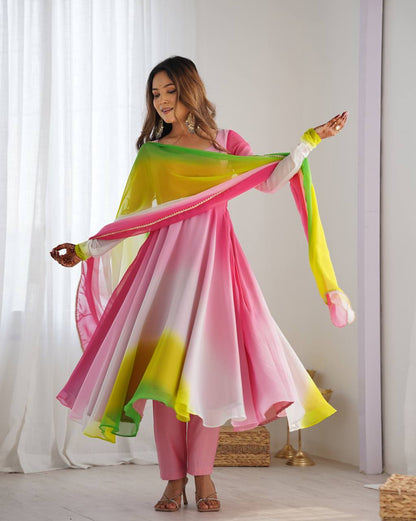 HEAVY PURE SOFT FOX GEORGETTE COLOURFULL PADDING by Dropdash