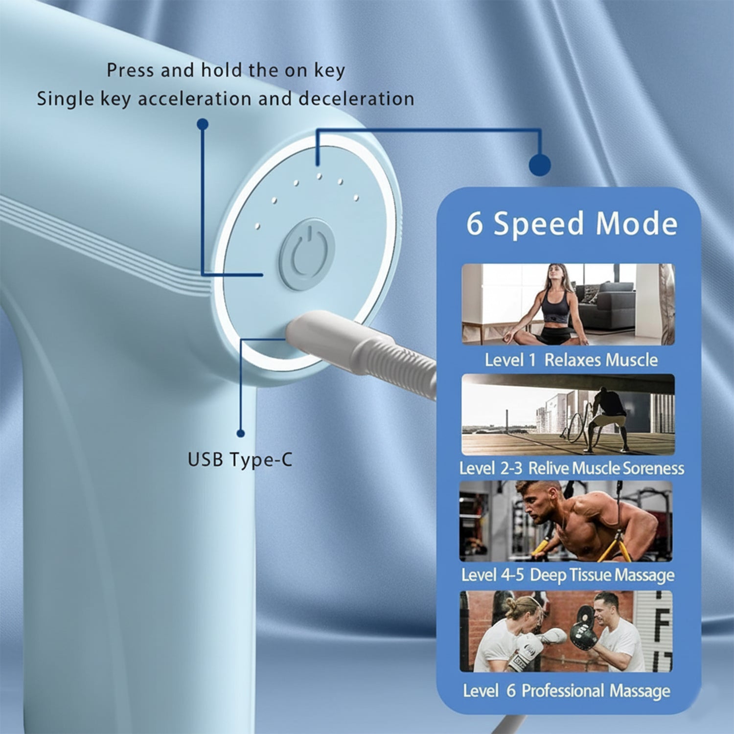 Electric Vibrating Massage Gun With Multiple Interchangeable Heads by Wukusy