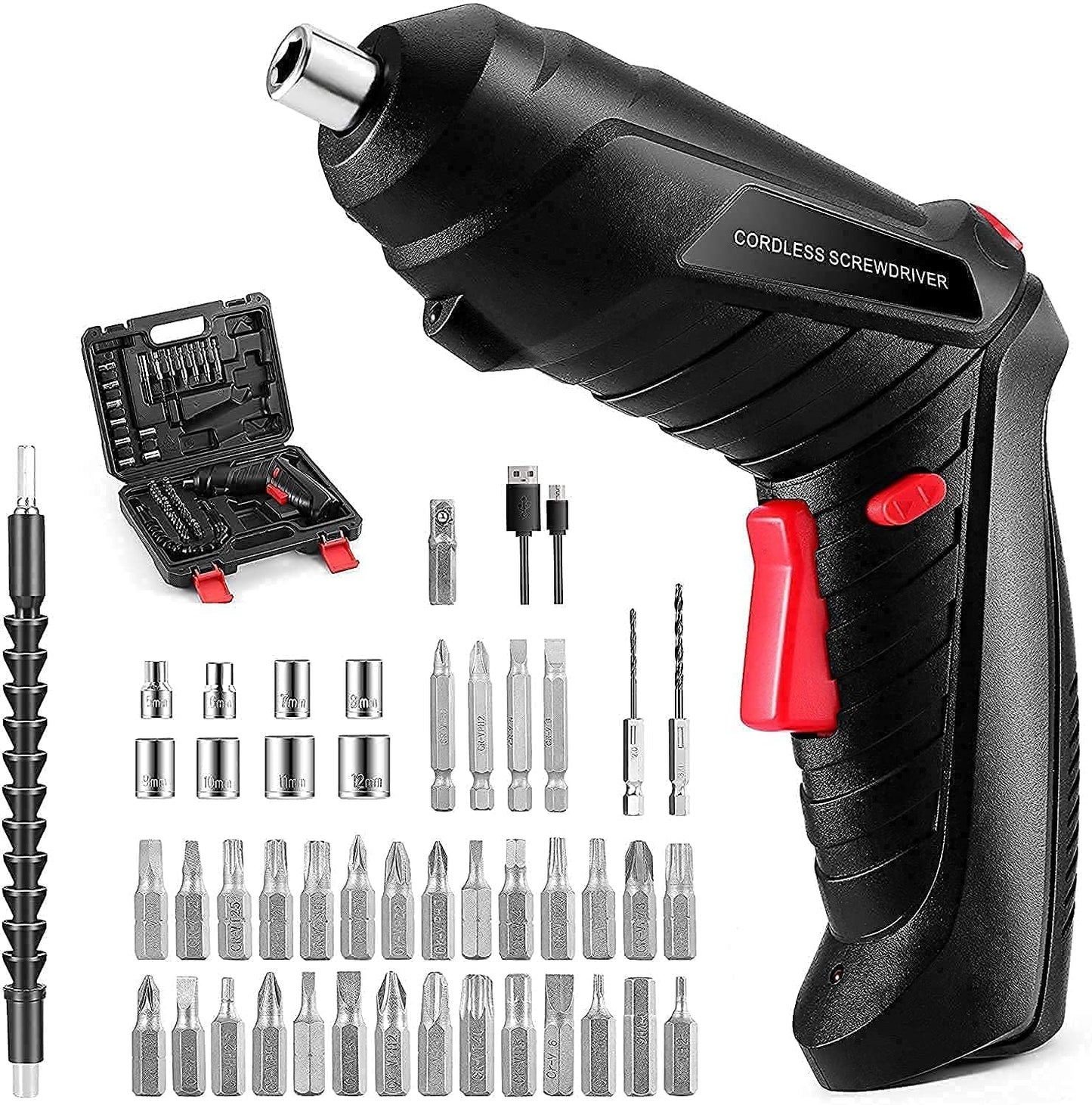 Metal Electric Screwdriver with 47 pcs Screwdriver Bit Set by Dropdash