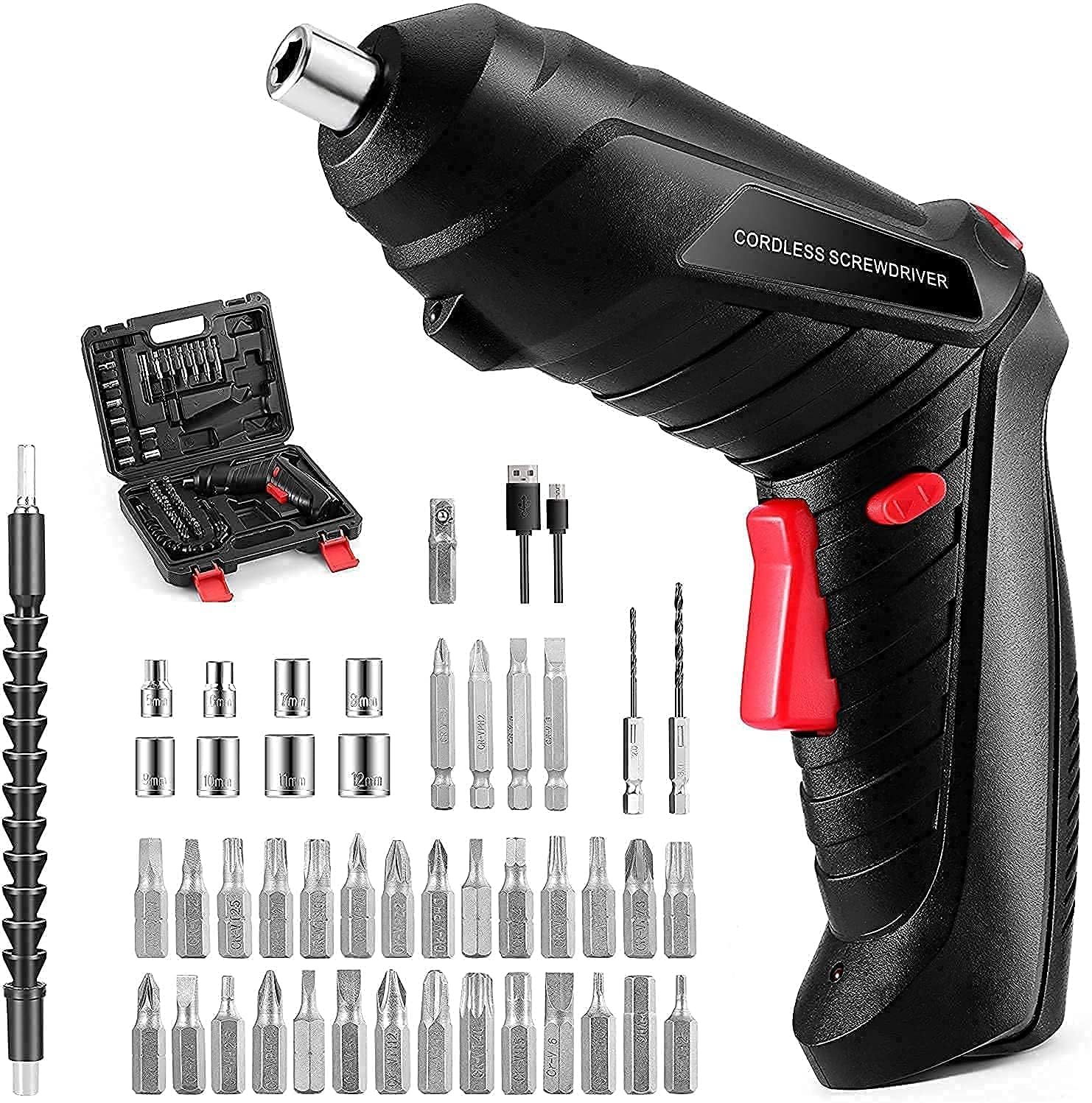 Metal Electric Screwdriver with 47 pcs Screwdriver Bit Set by Dropdash