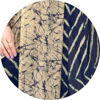 Printed, Striped Leheria Chiffon, Georgette Saree (Dark Blue) by Dropdash