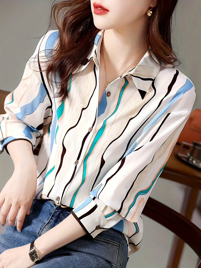 Women Regular Fit Printed Button Down Collar Casual Shirt by Dropdash