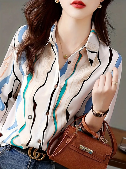 Women Regular Fit Printed Button Down Collar Casual Shirt by Dropdash