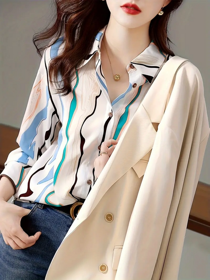 Women Regular Fit Printed Button Down Collar Casual Shirt by Dropdash