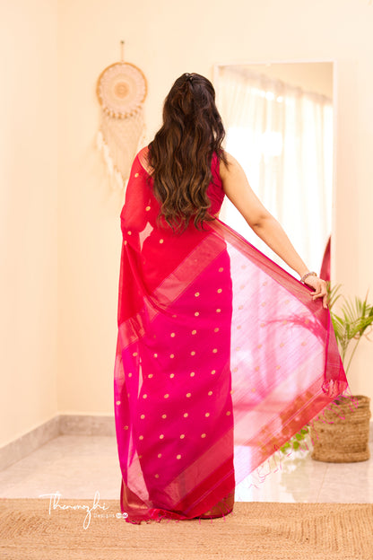 Women's Beautiful Sequin Work Linen Saree by Dropdash