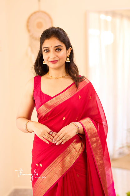 Women's Beautiful Sequin Work Linen Saree by Dropdash